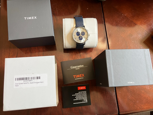 Timex Men's Watch Fairfield Supernova Silver Dial Blue Leather Strap TW2R97700