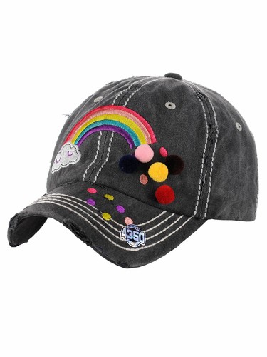 Ceci® Damen Baseball Cap 'Pom Rainbow' Distressed Vintage bestickt Papa Mütze - Bild 2 von 20
