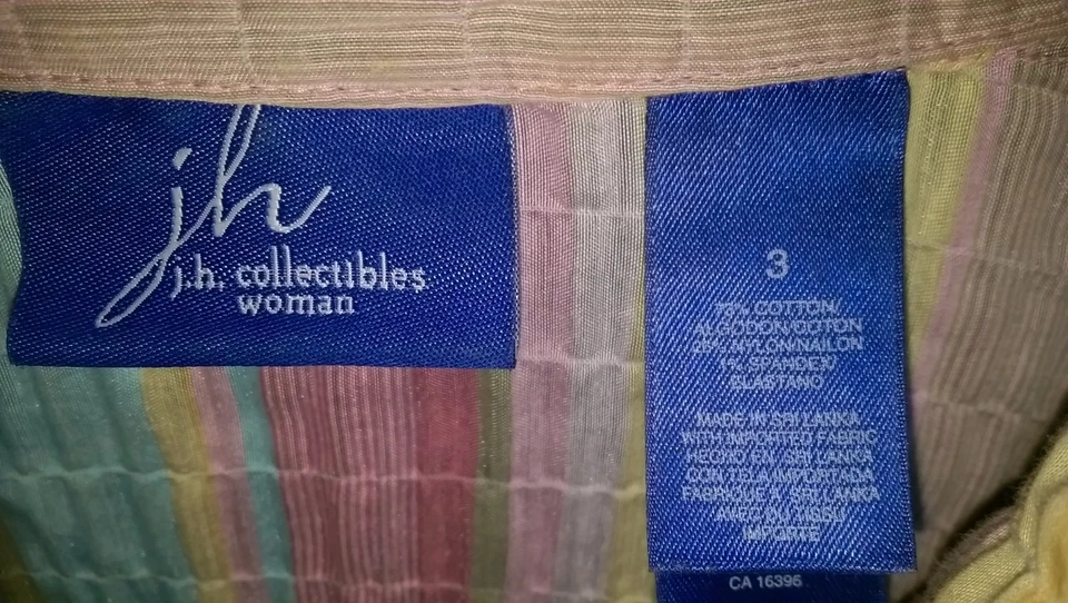 Camisa Top Blusa Mujer JH Collectibles Talla 3 3X Multicolor Rayas Foto 2 de 3