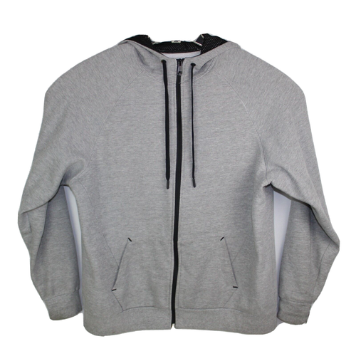 Russell Men Jacket Hoodie Gray Size XL Premium Fleece Pocket Ear Bud Access