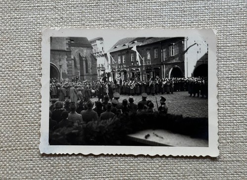 Wk2 Foto Wehrmacht Parade Musiker Bevölkerung Komotau Chomutov Tschechien