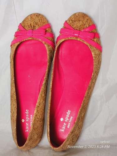 Kate Spade New York Preppy Barbie Core 8,5 Ballerinas Schleife rosa beige Kork 