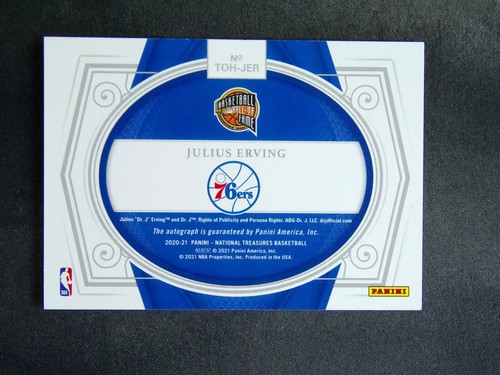 2020-21 Panini National Treasures Julius Erving Hall of Fame Auto /35 - Picture 2 of 2