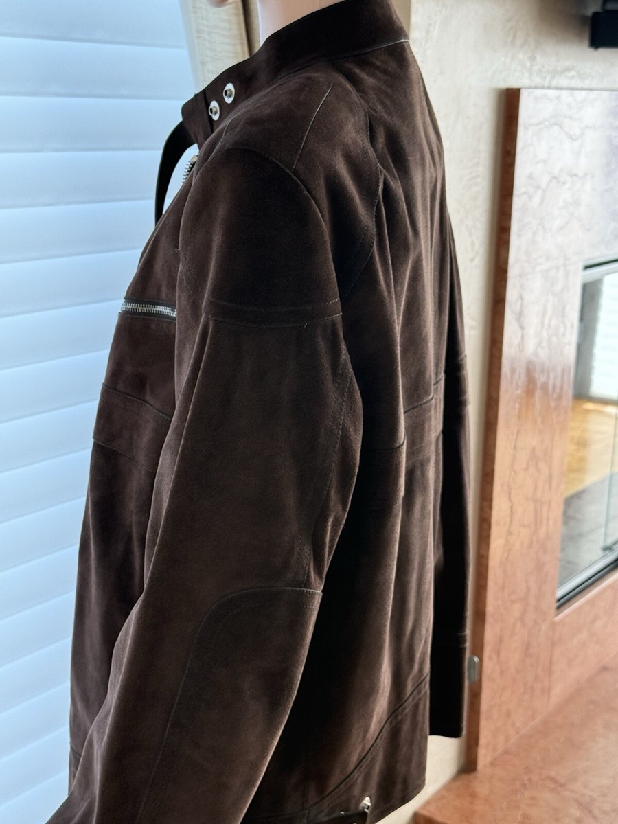 Rare Heavy Men's GUCCI Suede Leather Biker Racer Jacket Size IT56