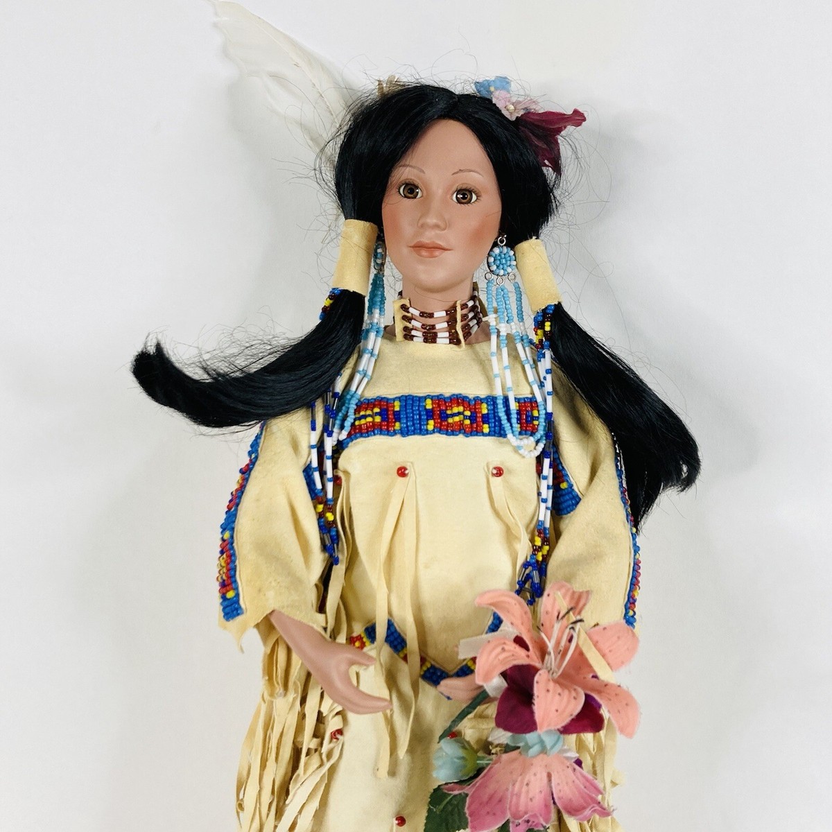 Danbury Mint J Belle Vintage Native American Indian Doll Mock Skin