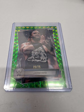 Jacob Fatu 2025 Topps Chrome WWE #100 Neon Green Geometric Refractor #/75