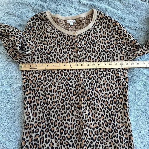 Merona Womens Cardigan Large Retro Leopard Cotton Button Mob Wife Office 17035 - Picture 7 of 8