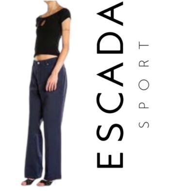 Escada Sport Navy high waisted Woven Straight Leg pant Size:40 EU 10 US