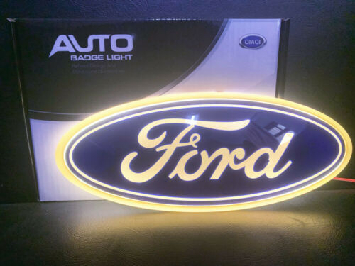 7" LED White Light Tailgate Badge Front Grille Emblem Badge Nameplate For Ford - Picture 1 of 5