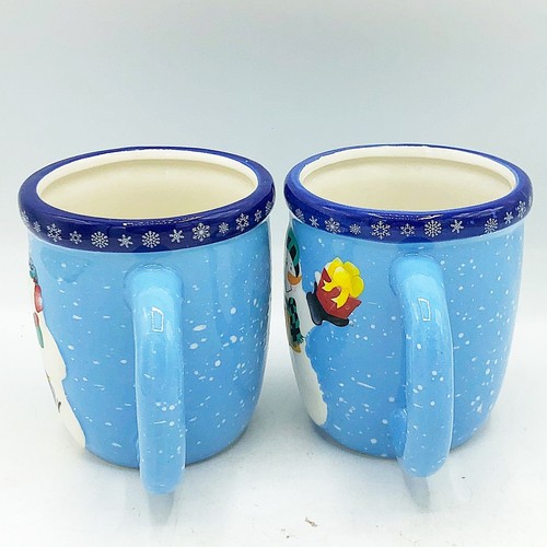 2er Set Blaue Schneemänner mit Vögeln Tassen WMG 2012 - Bild 2 von 6