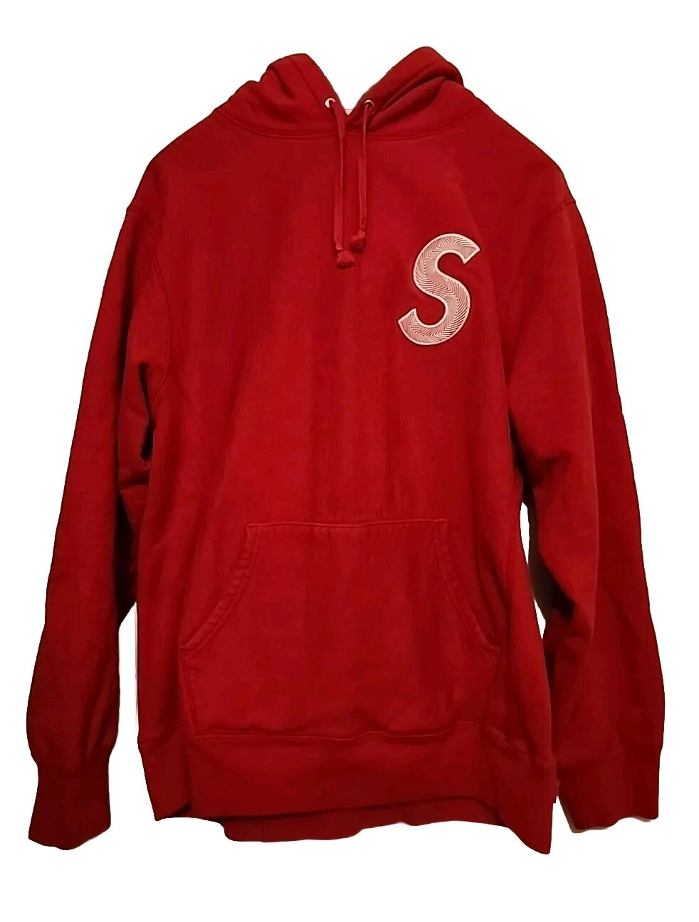 Sweat shirt à capuche rouge logo SUPREME S avec couture blanche