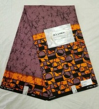 HIGH QUALITY AFRICAN WAX FABRIC/ORANGE AND GRAY ANKARA/ 6 YARDS