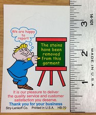 Stry Lenkoff HB-70 Cleaning Tags-We happy to report The stains have been removed