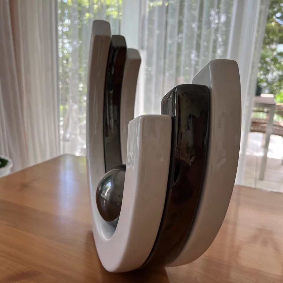 Vase Formano, Bogen m. Kugel, anthrazit/weiss, 37x33x9 cm, Keramik, neu ohne OVP - Bild 3 von 4