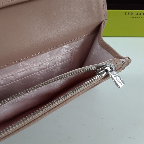 Ted Baker strukturierte französische Geldbörse taupe rosa neu verpackt Kalbsleder Portemonnaie - Bild 6 von 22