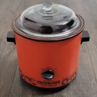 Vintage Rival Crock Pot Slow Cooker Flame Orange 3.5 QT Glass Lid 1970's Tested