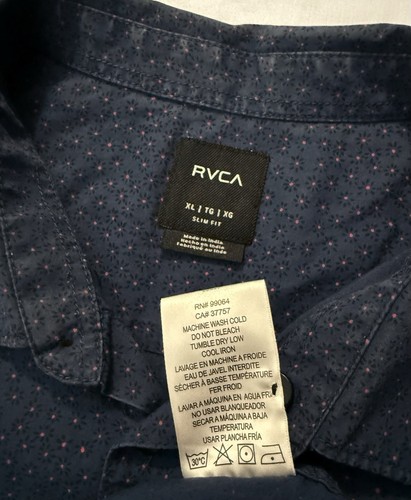 RVCA Shirt Mens XL Short Sleeve Slim Fit Casual Preppy Weekend Pocket Logo - Picture 9 of 13