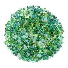 1500Pcs Mixed Glass Beads Seed Tube Bugle Loose Spacer Craft Beads Green