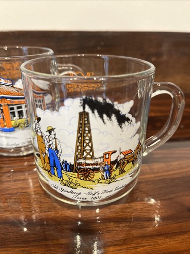 Gulf Oil Glass Mugs Complete Set Of 6 Gas Station Promo Collectors Series Cup - Picture 6 of 11