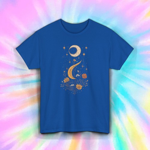 Crescent Moon Shirt Floral Witchy Boho Starry Night Sky Celestial Tee S-5XL - Bild 44 von 71