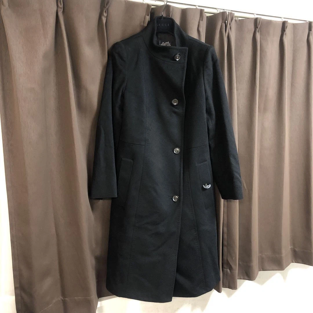 HERMÈS Bellissimo cappotto Hermes nero tinta unita cashmere taglia 36