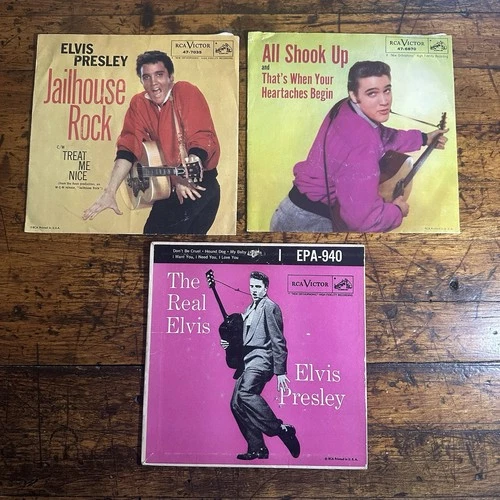 Lot Of 3 Elvis Presley 7 Inches. Picture Sleeves. Original Pressings. RCA. 1956