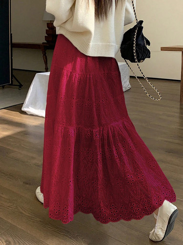 Faldas Largas Niña Línea A Cintura Elástica Falda Mujer Color Sólido Mujer Faldas - Imagen 14 de 25