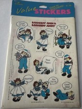 Vintage 1990 Hallmark Stickers NIP 8 Sheets Raggedy Ann and Raggedy Andy
