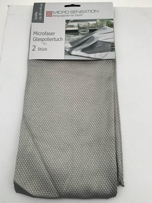 2eSet Micro Sensation Mikrofaser Glaspoliertücher 65x45 cm Grau Waffelstruktur