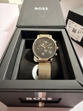 Hugo Boss Gents Integrity RG Plt Bracelet Black Dial Quartz Watch
