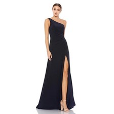 Mac Duggal 26163 Midnight One Shoulder Ruched Jersey Evening Gown 14 