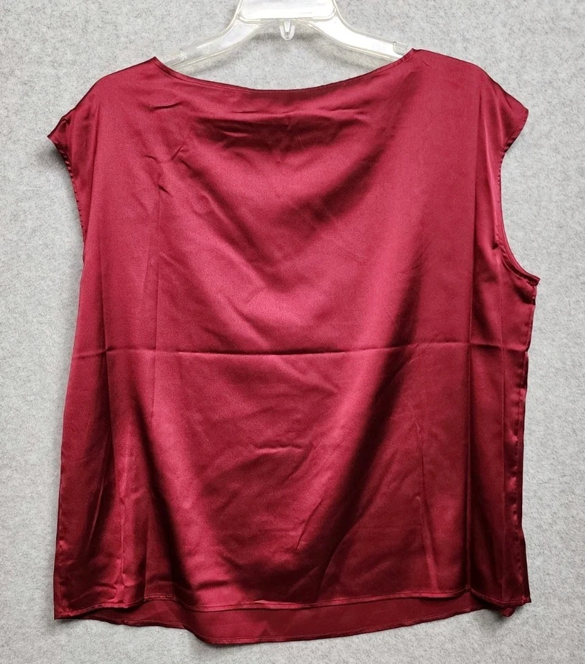 Camiseta Y2k agosto seda XL cor vinho tinto borgonha brilhante 100% poliéster  - Imagem 2 de 4