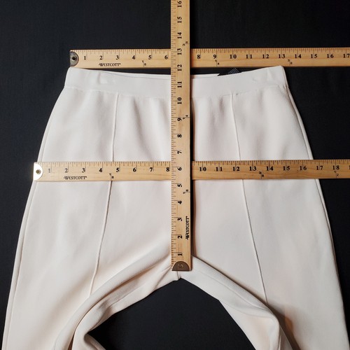 Theory Womens Size S Flared Leg Elastic Waist Compact Crepe Pants Ivory White - Picture 2 of 8