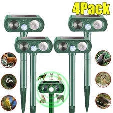 4 Pack Solar Ultrasonic Animal Repellent Dog Skunk Cat Deer Raccoon For Garden