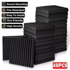 48PCS 12x12x1'' Acoustic Wall Panels Studio Sound Noise Proofing Insulation Foam