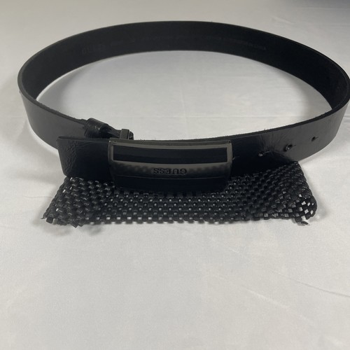 Guess Leather Belt Mens Medium 32-36 Black Logo 5 Slots - Picture 7 of 7
