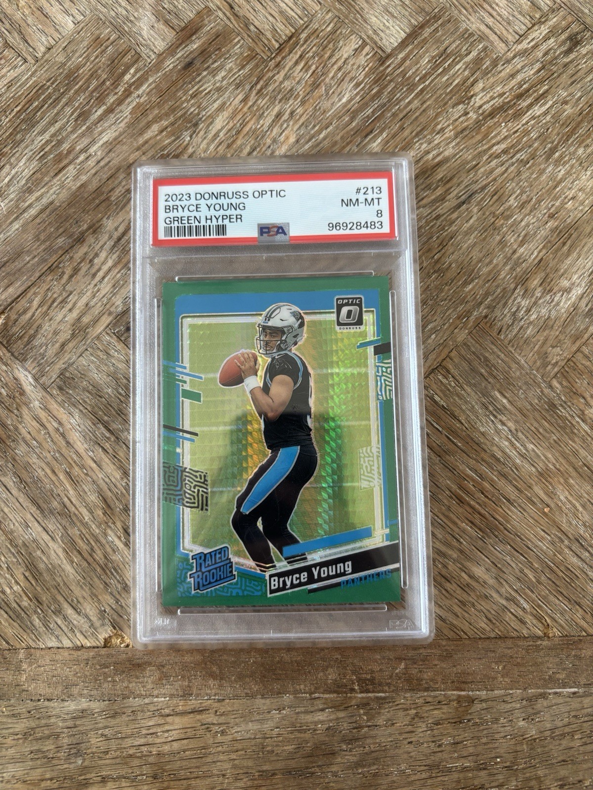 2023 Panini Donruss Optic Green Hyper Bryce Young #213 PSA 8 Panthers
