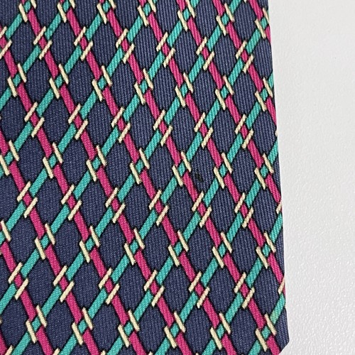 Hermes Herren Krawatte "H" Logo Links grau/rot/grün Seide 7155 FA 3 3/8" (W) x 56" (L) - Bild 7 von 8