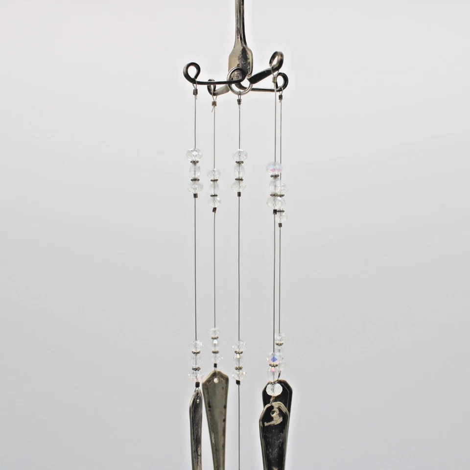 Carillón de viento reciclado artesanal atrapasol de colección horquillas cuarzo cristal piedras preciosas carcasa Foto 4 de 4