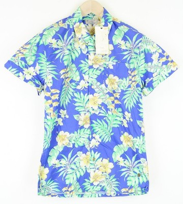 SCOTCH & SODA Ams Couture Herren Hemd S Blau Baumwolle Blumenmuster Kurzarm *