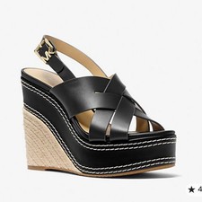 MICHAEL KORS Nora Leather Wedge Sandal - Women - Size 10