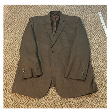 Joseph  Feiss Gold Mens Blazer Jacket 48L Brown 100 Wool Houndstooth Sport Coat