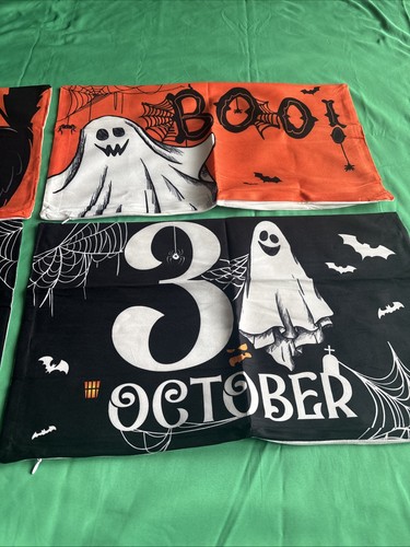 "Juego de 4 fundas de almohada decorativas de Halloween casa embrujada espeluznante 19""x11""" - Imagen 3 de 24