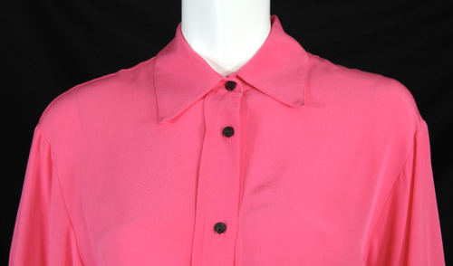 Conjunto de blusa y pantalón DUSAN Bubblegum rosa seda crepé cuello M - Imagen 2 de 12
