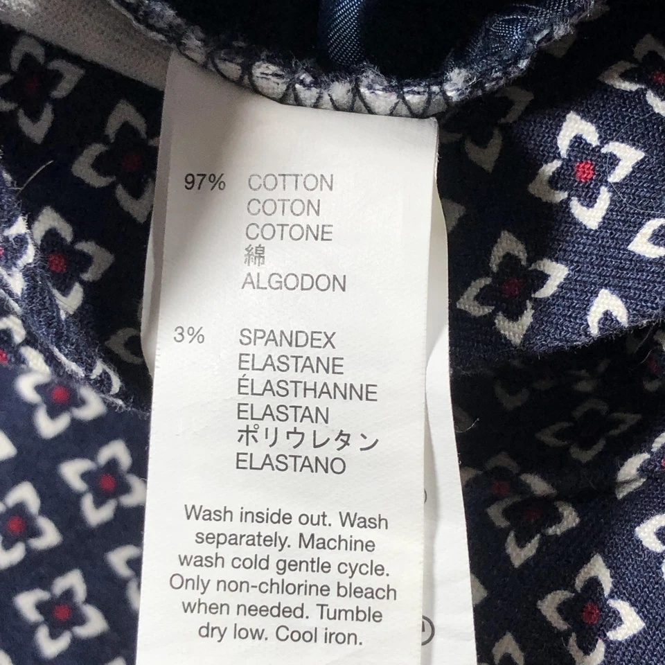 Pantalones Gap Para Mujer 4 Azul Marino Ajustados Ciudad Elastizados Estampado Geométrico Algodón Pantalones Floral Foto 3 de 4