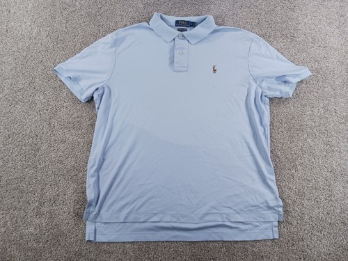 Polo Ralph Lauren Large Pima Soft Touch Mens Short Sleeve Polo Shirt Blue - Picture 1 of 8