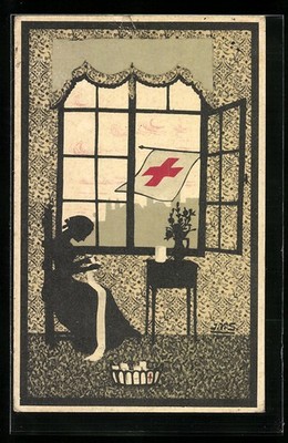 Postcard Sister of the Red Cross Wraps a Union on 1916 
