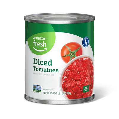 Amazon Fresh, Diced Canned Tomatoes in Tomato Juice, 28 Oz (Previously Happy Bel