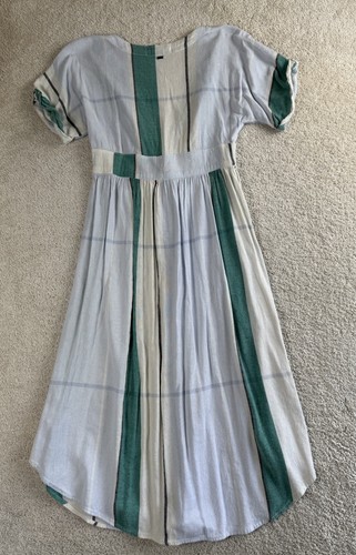 O'NEILL Dress XL Ried Midi Striped Button-Up Ivory Cotton Blend Surf Short Sleev - Picture 4 of 11