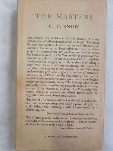 The Masters C P Snow Paperback 1951 - Picture 10 of 10